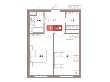 1-комнатная 43.10 кв.м, ЖК «Проспект 39» (District 39), 18 630 438 руб.
