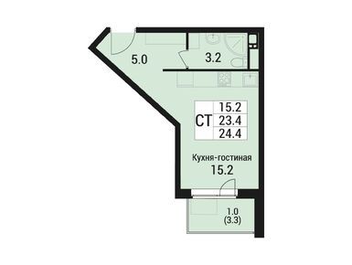Студия 24.40 кв.м, ЖК «Дом в Малаховке», 5 672 452 руб.