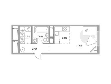 Студия 25.28 кв.м, ЖК «Аникеевский», 5 573 490 руб.