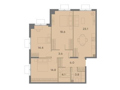 Планировки трехкомнатные в ЖК «Парксайд»