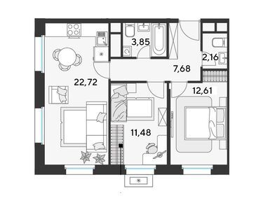 Планировки двухкомнатные в Жилой комплекс EVO (Эво)