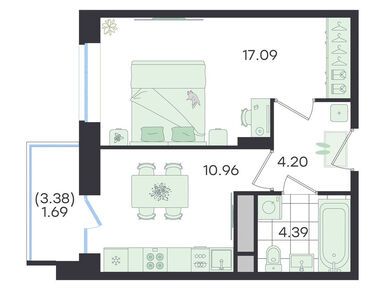 Планировки однокомнатные в ЖК «G3 Новый Весенний»