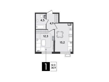 Планировки однокомнатные в ЖК «Парк Победы» (Краснодар)
