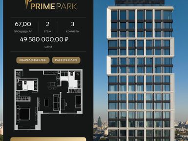 Планировки трехкомнатные в Жилой квартал Prime Park (Прайм Парк)