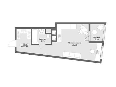 Планировки студии в ЖК «Клевер» (Хотьково)