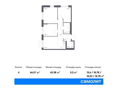 Планировки трехкомнатные в ЖК «Новое Внуково»