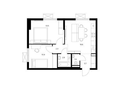 Планировки двухкомнатные в Волжский парк