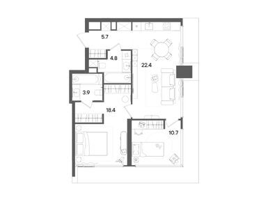 Планировки двухкомнатные в ЖК STONE Grain (Стоун Грейн)