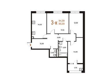 Планировки трехкомнатные в ЖК «Новое Летово»