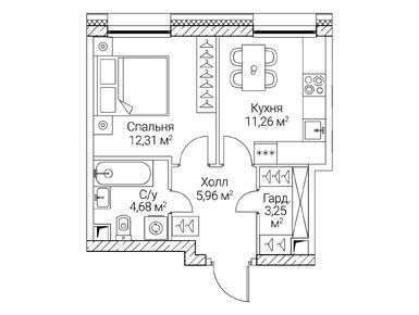 1-комнатная 37.46 кв.м, ЖК SEZAR CITY (Сезар Сити), 22 850 600 руб.