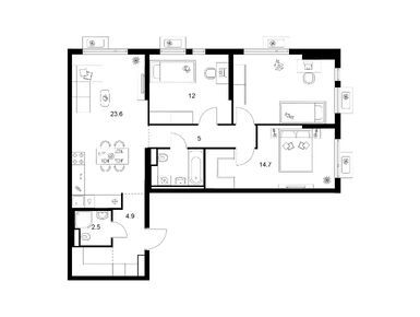 Планировки трехкомнатные в Яуза парк