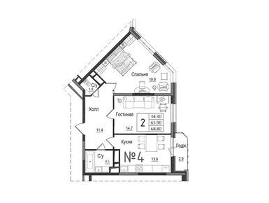 Планировки двухкомнатные в ЖК «Школьный»