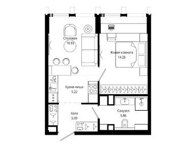 1-комнатная 41.36 кв.м, ЖК MOD (Мод), 25 527 392 руб.