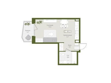 Планировки однокомнатные в ЖК «Коллекция»