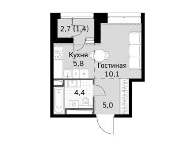 Студия 26.70 кв.м, ЖК «Скай Гарден», 15 062 111 руб.