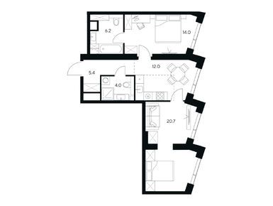 Планировки двухкомнатные в ЖК NEXUS by Akvilon (Нексус от Аквилон)