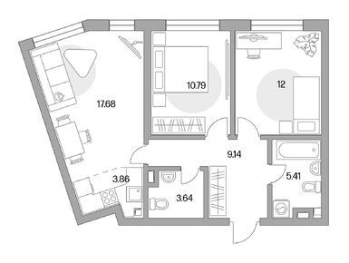 3-комнатная 62.52 кв.м, ЖК «Тринити», 21 043 538 руб.