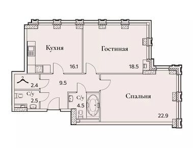 2-комнатная 76.80 кв.м, Клубный дом Full House (Фул Хаус), 40 320 000 руб.