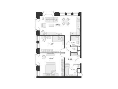 2-комнатные 77.70 кв.м, Клубный дом GloraX Premium Белорусская (Глоракс Премиум Белорусская), 39 659 999 руб.