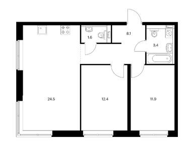 Планировки двухкомнатные в Vangarden