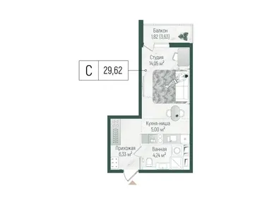Студия 31.44 кв.м, ЖК Riga Hills (Рига Хиллс), 9 520 296 руб.