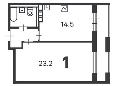 1-комнатная 44.90 кв.м, Жилой дом «Дмитрия Ульянова ул., д. 47», 16 307 680 руб.