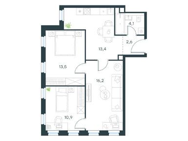 Планировки трехкомнатные в Level Селигерская