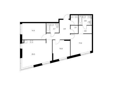 Планировки трехкомнатные в Vangarden