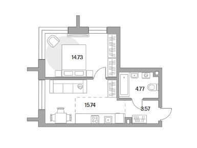 1-комнатная 38.81 кв.м, ЖК MYPRIORITY Дубровка (Май Приорити Дубровка), 18 961 405 руб.