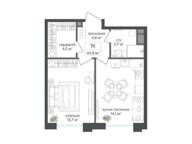 Планировки однокомнатные в ЖК «Михалковский»