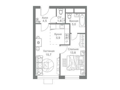 Планировки двухкомнатные в ЖК Stellar City (Стеллар Сити)