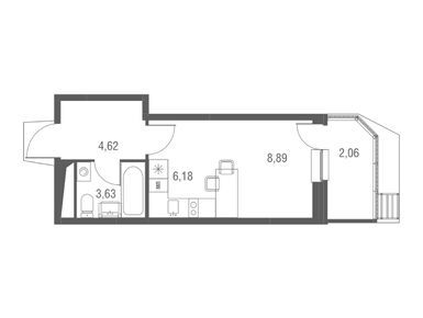 Студия 25.50 кв.м, ЖК «Одинбург», 8 290 000 руб.