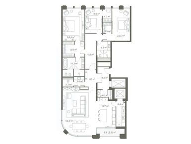 Планировки трехкомнатные в ЖК «Брюсов»