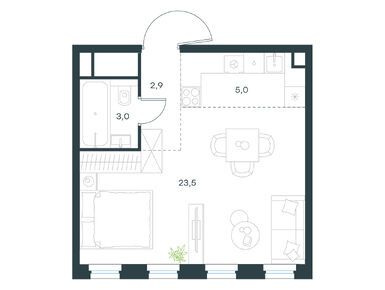Планировки однокомнатные в Level Селигерская