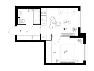 Планировки однокомнатные в Середневский лес
