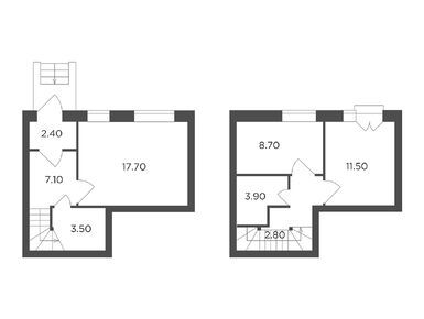 Планировки двухкомнатные в Коттеджный поселок «Экодолье Шолохово»