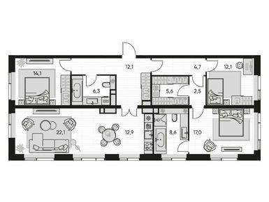 Планировки четырехкомнатные в Жилой квартал PRIDE (Прайд)