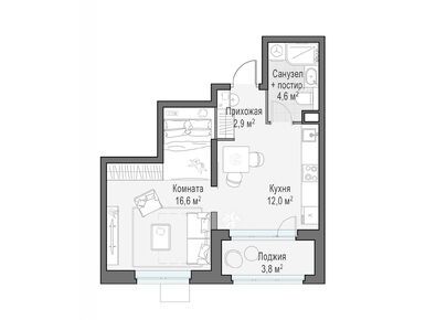 1-комнатная 35.90 кв.м, ЖК «Новое Медведково», 10 500 000 руб.