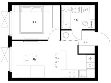 Планировки однокомнатные в Ярославский квартал