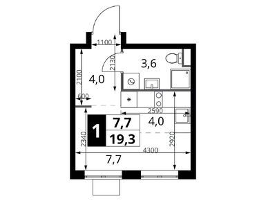 Планировки студии в ЖК «1-й Шереметьевский» (Первый Шереметьевский)