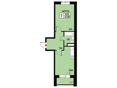 1-комнатная 44.00 кв.м, Эко-район «Борисоглебское», 7 619 400 руб.