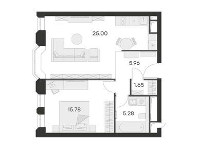 1-комнатные 53.67 кв.м, Клубный дом GloraX Premium Белорусская (Глоракс Премиум Белорусская), 31 189 999 руб.