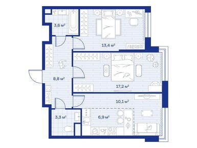 Планировки трехкомнатные в ЖК «Аристов Берег»