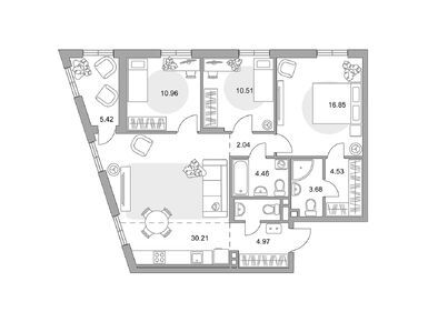 Планировки трехкомнатные в ЖК MYPRIORITY Нижегородская (Май Приорити Нижегородская)