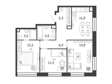 Планировки трехкомнатные в Жилой квартал Shagal (Шагал)