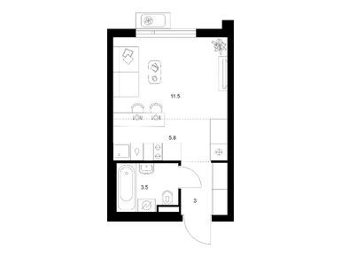 Студия 23.80 кв.м, Ярославский квартал, 6 948 743 руб.