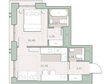 1-комнатная 35.47 кв.м, ЖК «Среда на Кутузовском», 22 014 952 руб.