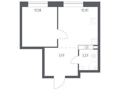Планировки однокомнатные в ЖК «Цветочные поляны»