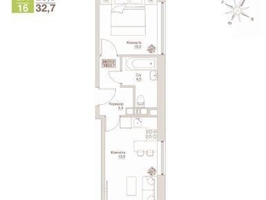 2-комнатные 32.70 кв.м, «Влюберцы» (СЗ САС), 7 521 000 руб.