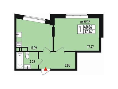 1-комнатная 40.00 кв.м, Эко-район «Борисоглебское», 7 210 000 руб.